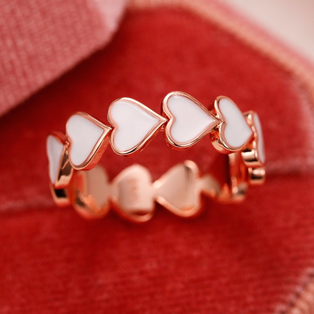 Bague et boucles d'oreilles Simple Pink Heart-To-Heart Glue (MAC198)