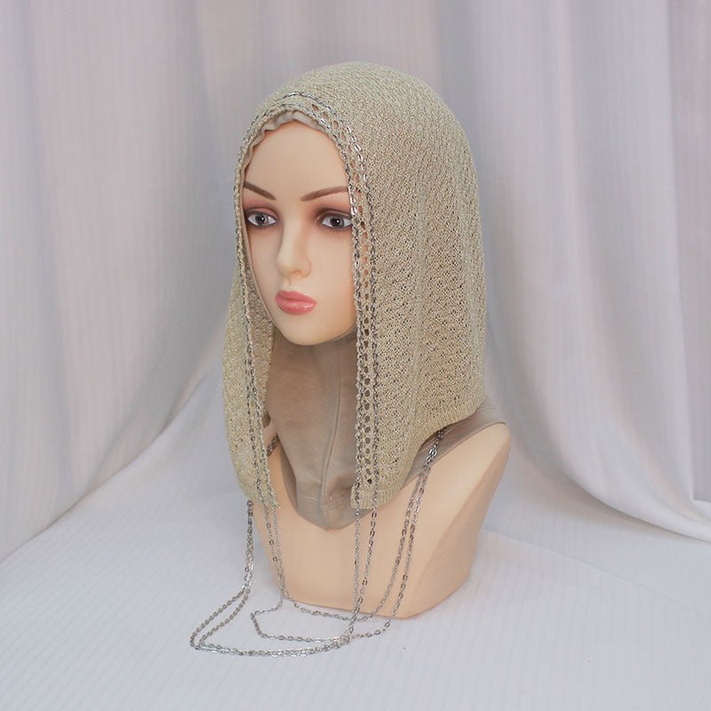 Bonnet Hijab à Chaîne | Cagoule Étincelante en Maille avec Chaînes (MAC375)