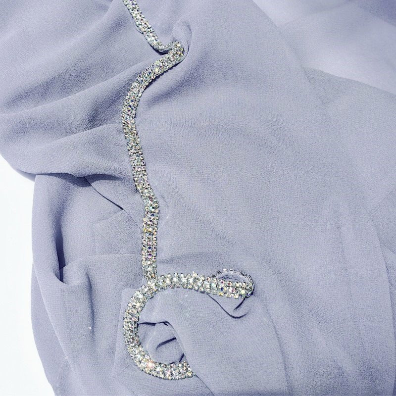 Hijab en Mousseline Bordé de Diamants (MH087)