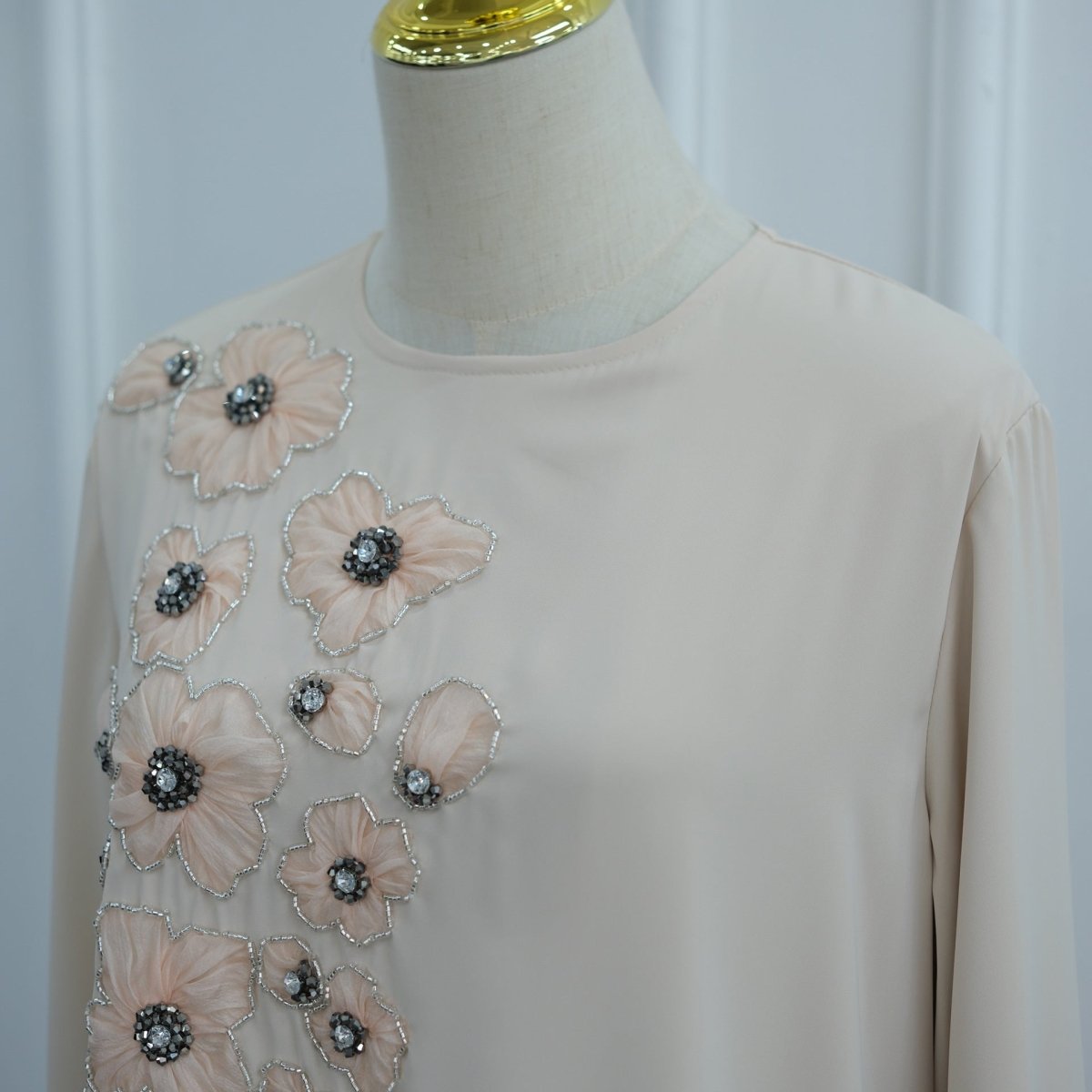 Robe Maxi Floral 3D Perlée à la Main (MA466)
