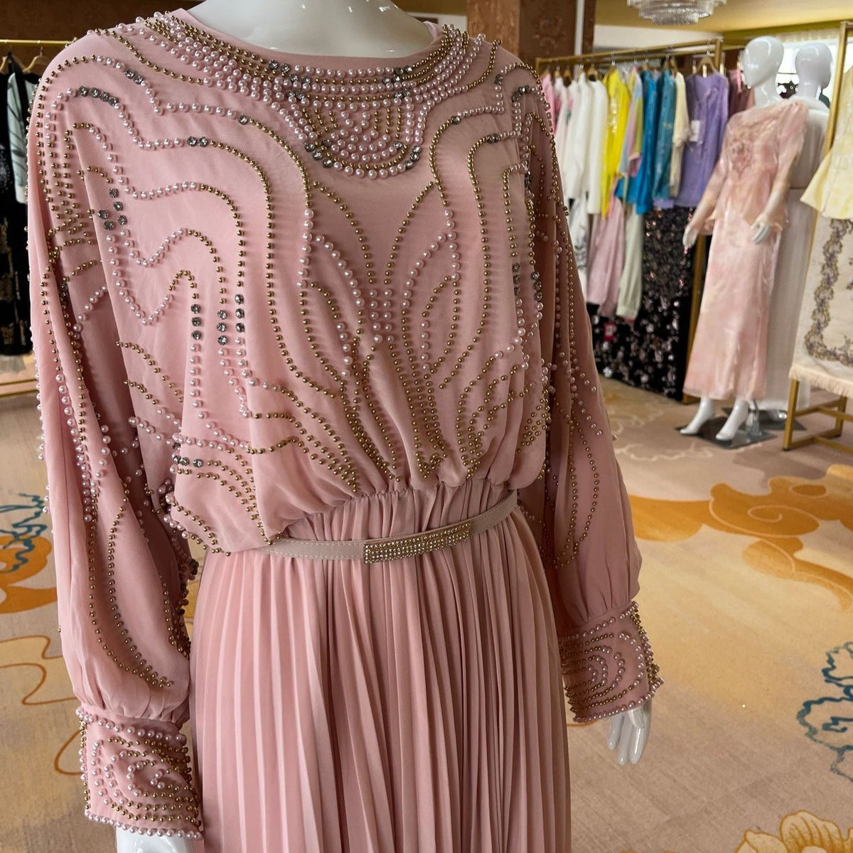 Robe Maxi Batwing Perlée et Cristal (MS529)