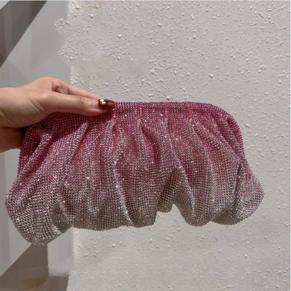 Sac de Soirée Clouté Plissé "Full of Diamond" à Bandoulière avec Fermoir, Sac Femme (MAC257)