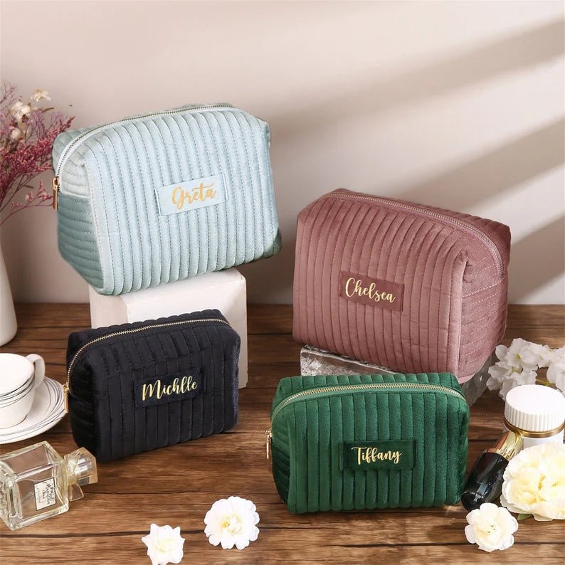 Trousse de toilette en velours à carreaux, organisateur de voyage multifonction (MAC268)