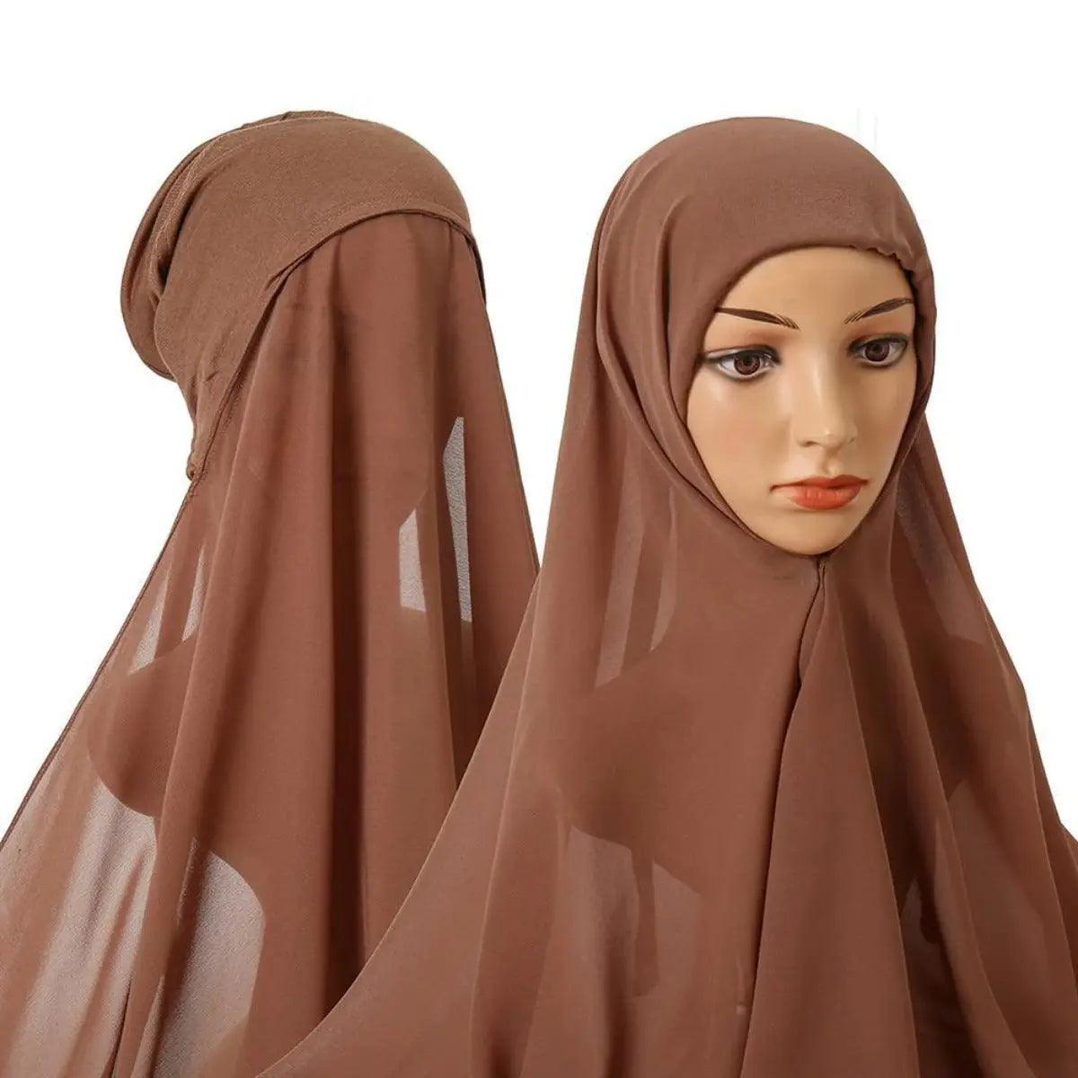 Hijab Instant en Mousseline avec Bonnet Intégré (MH004)