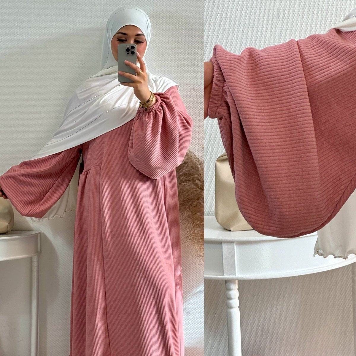 Abaya Swing en velours côtelé, coupe ample | Abaya Casual en velours côtelé (MA117)