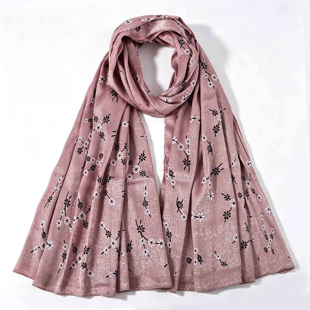 Foulard Hijab Imprimé Fleurs de Marguerite Scintillant (MH245)