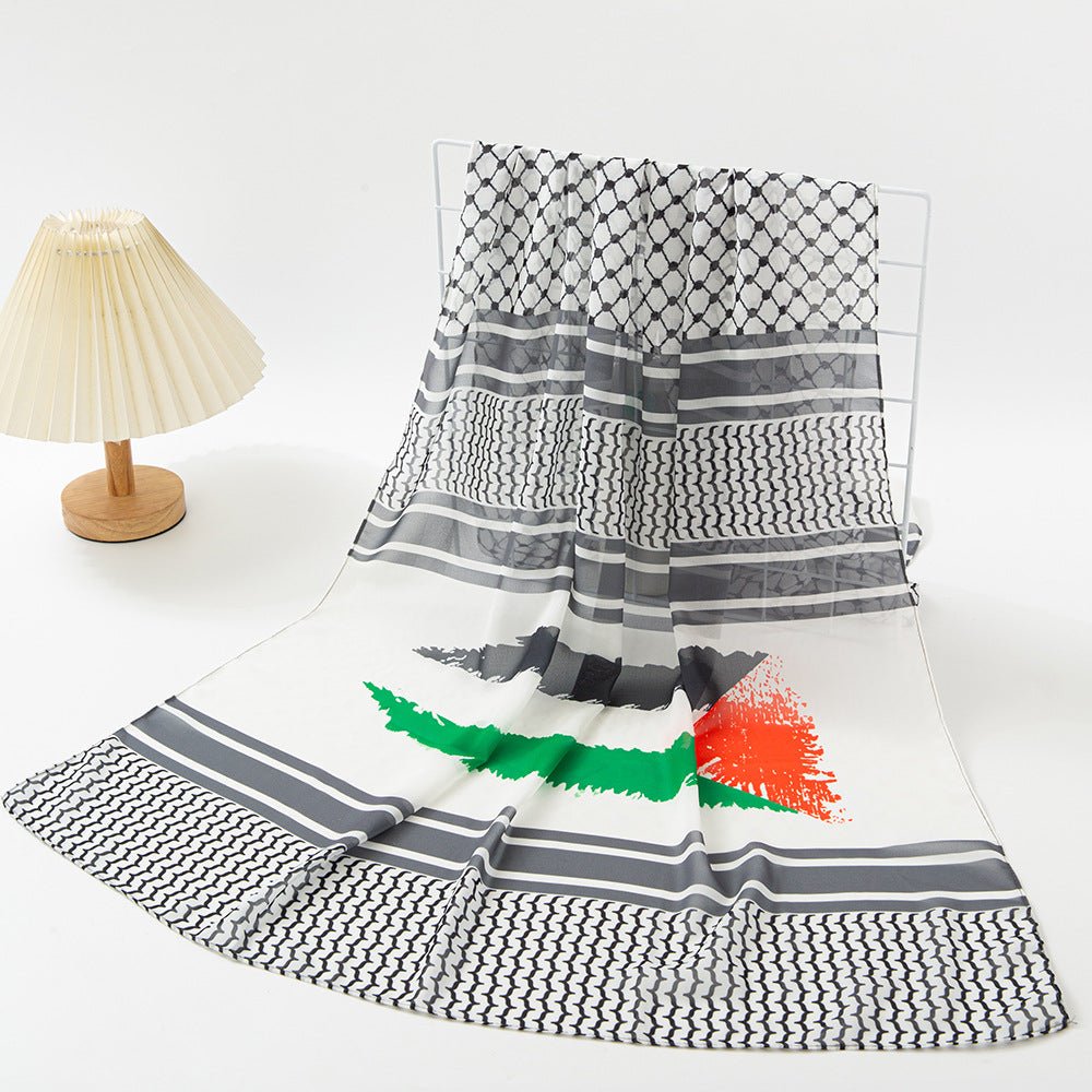 MH074 Hijab en mousseline imprimé Keffieh