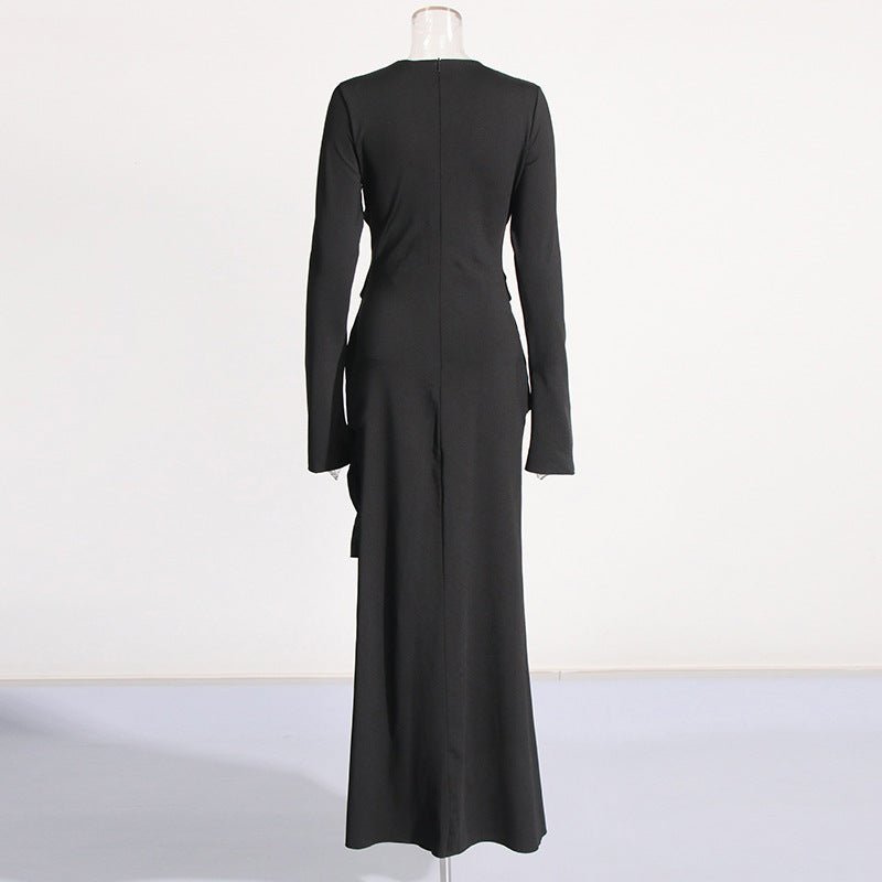 Robe Drapée avec Broches Bijoux (MS347)