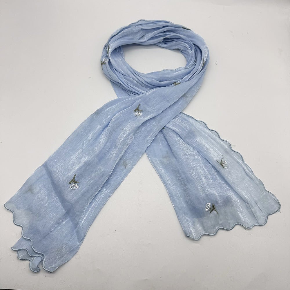MH080 Hijab en crêpe brodé, respirant et rafraîchissant