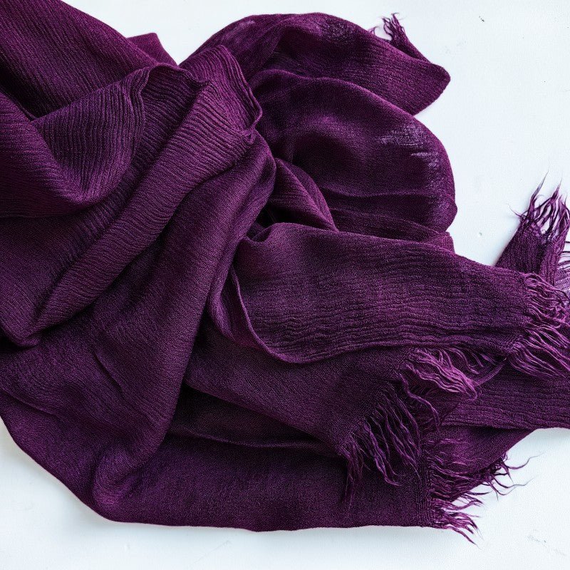 Hijab en coton à pompons | Hijab en crêpe à pompons (MH086)