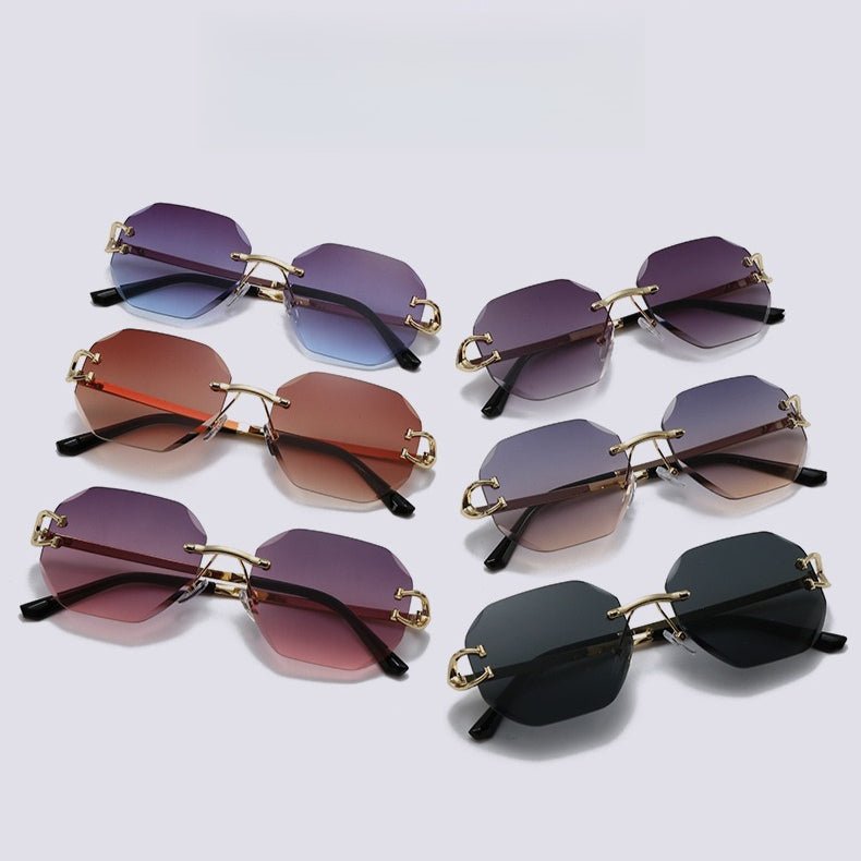 Lunettes de soleil vintage sans monture à bords taillés - Modèle statement polygonal sans cadre (MAC266)