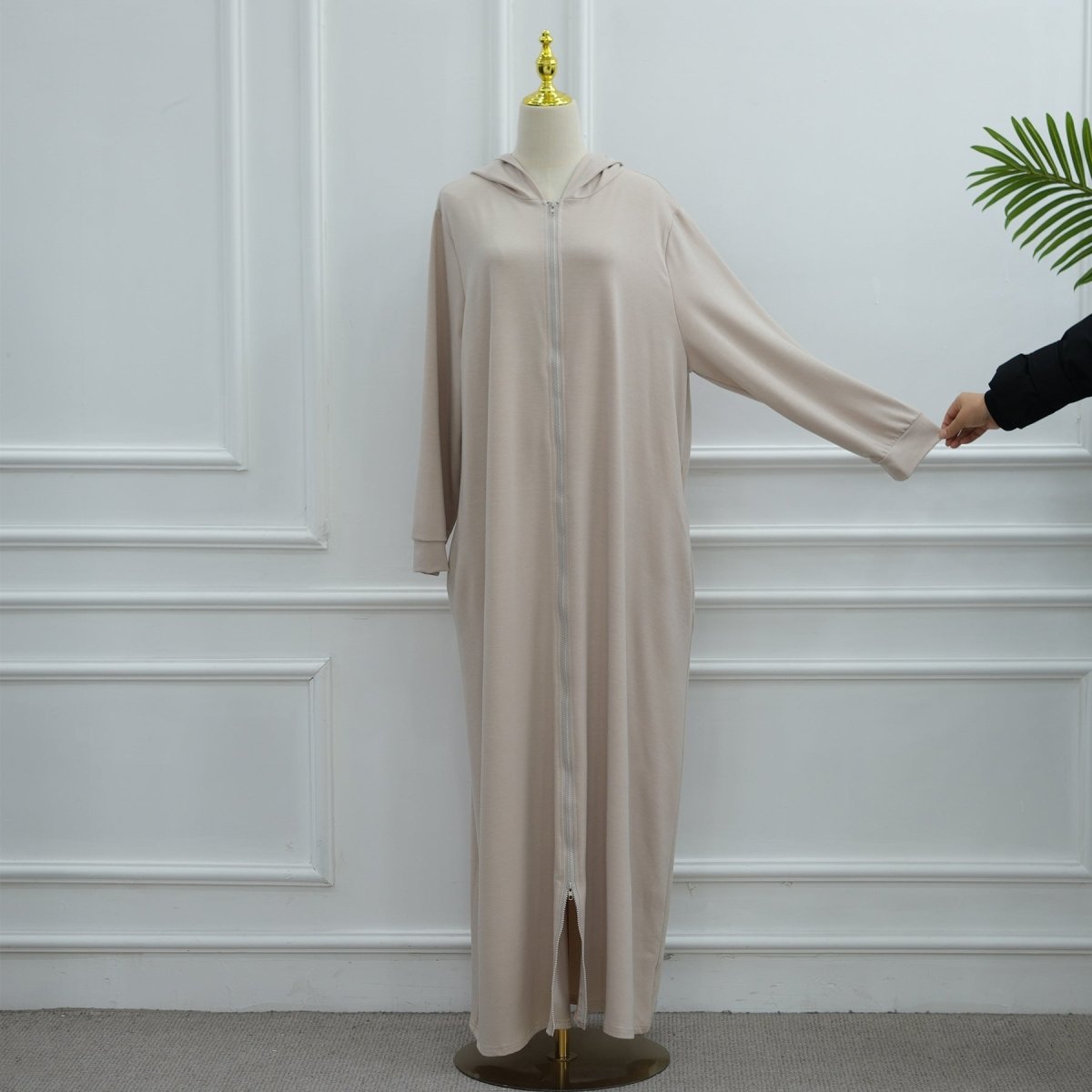Abaya à capuche zippée avec poches (MA389)