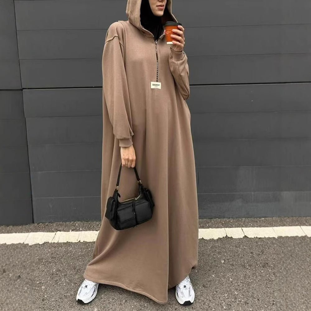 Robe Modeste à Capuche | Abaya Décontractée à Manches Longues pour Femmes Musulmanes (MA257)