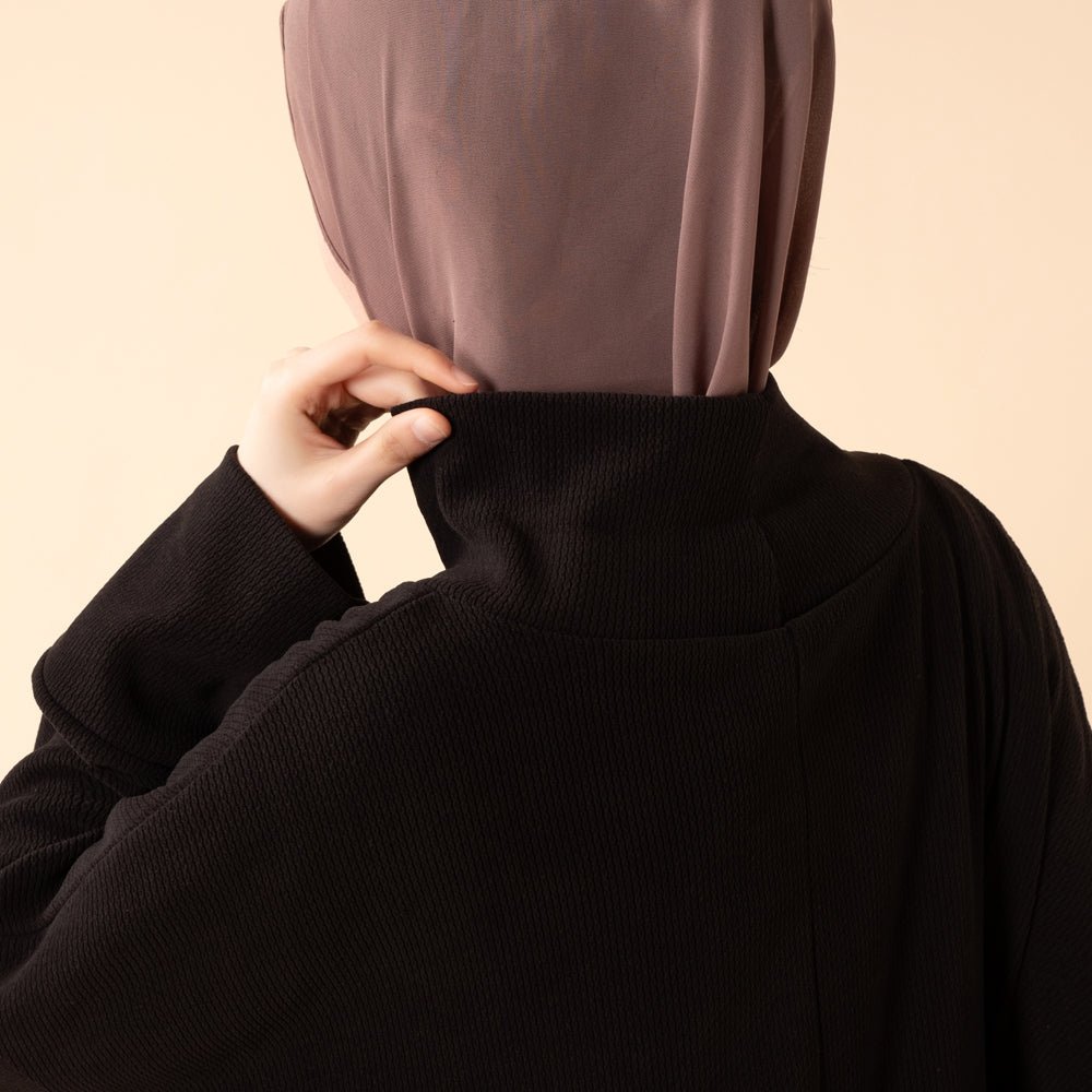 Abaya col roulé décontractée avec poches (MA383)