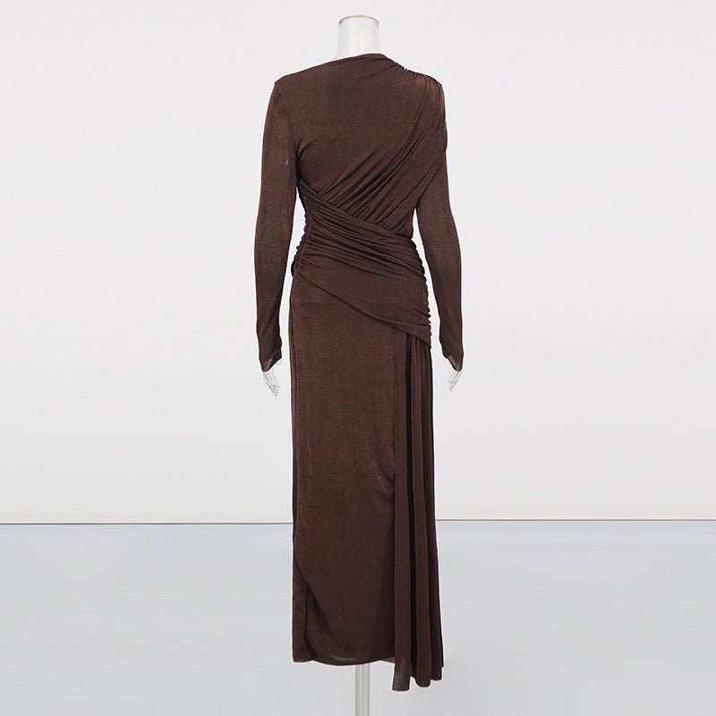 Robe Maxi Plissée en Diagonale (MS467)