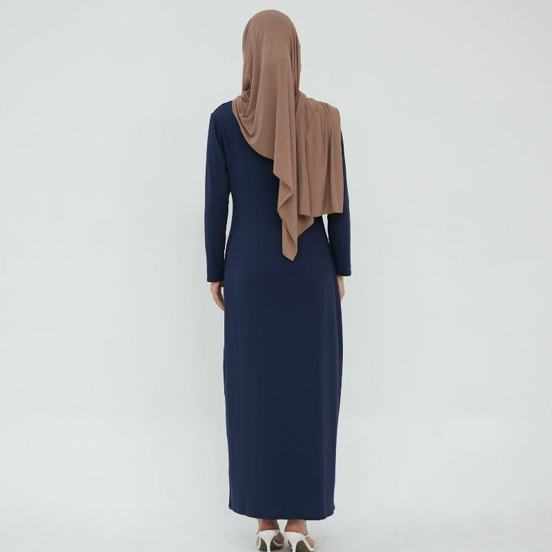 Robe de base essentielle en soie de lait ultra longue, douce et superposable | Robe maxi à enfiler, col rond (MA319)