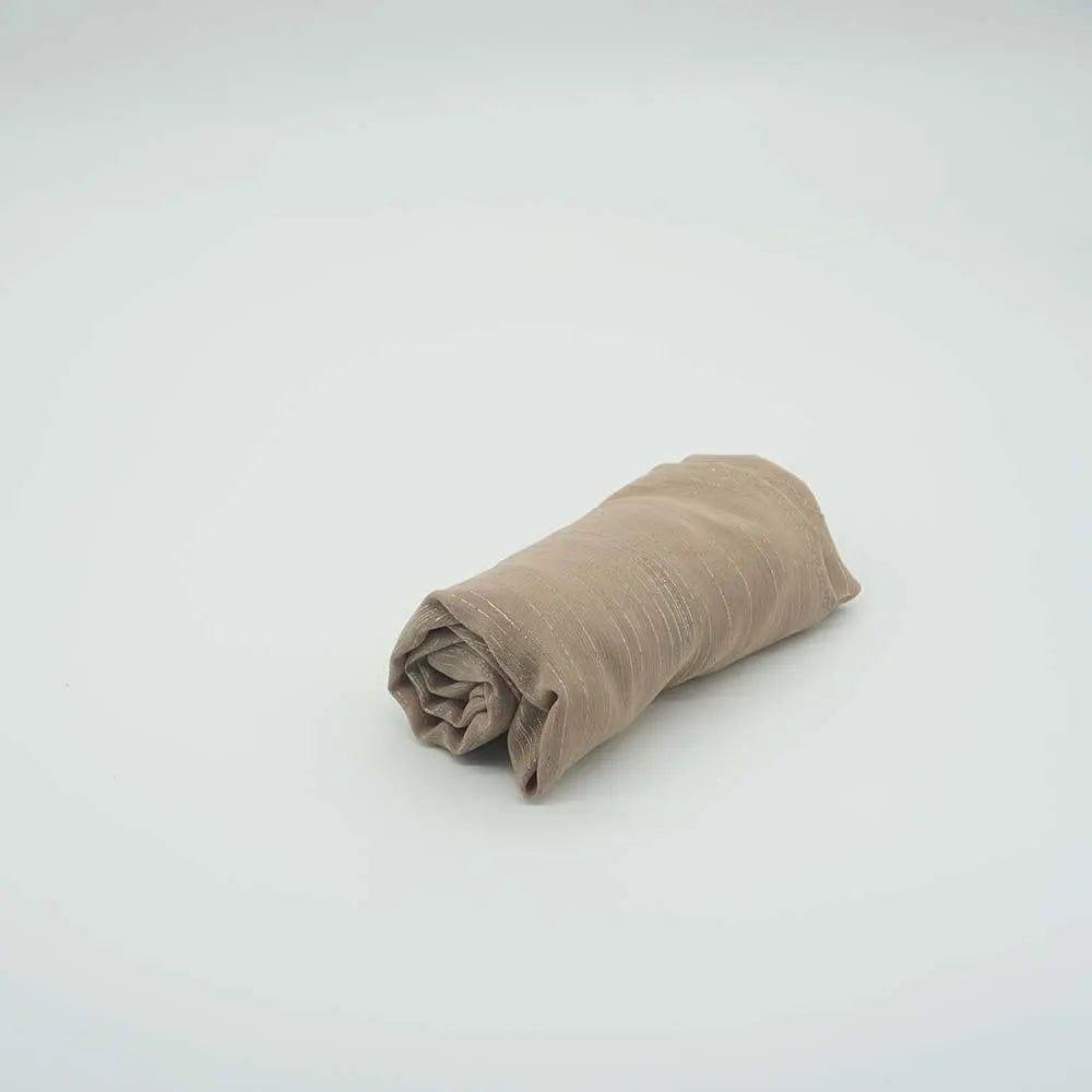 Hijab femme uni avec bronzage soie argenté (MH022)