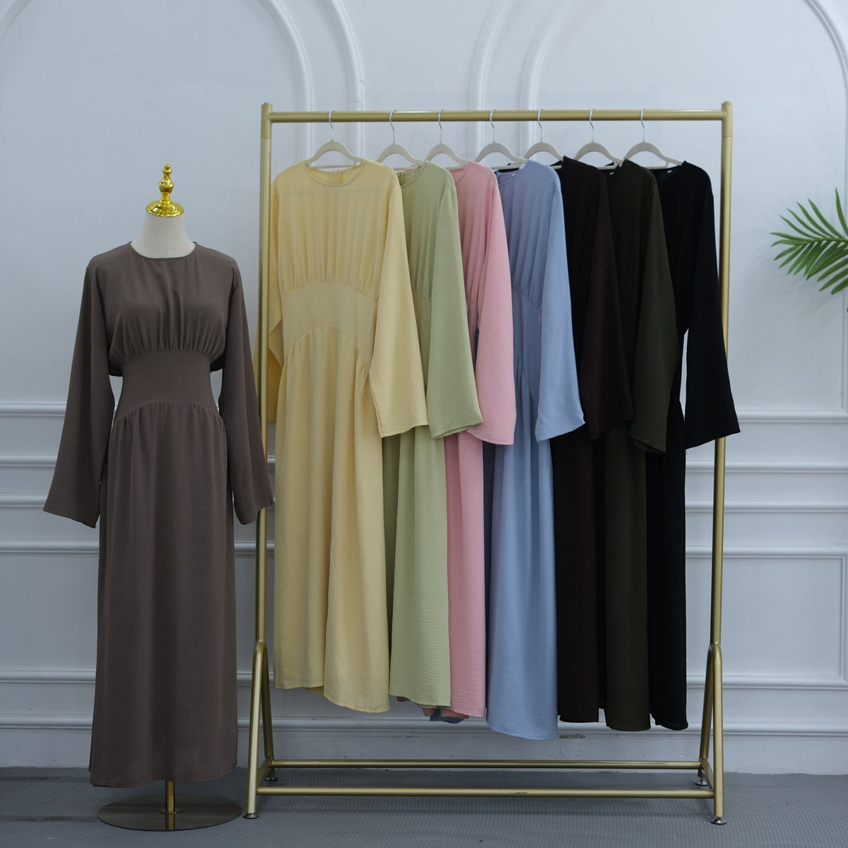 Robe Maxi Ice Silk Froncée à la Taille(MS521)