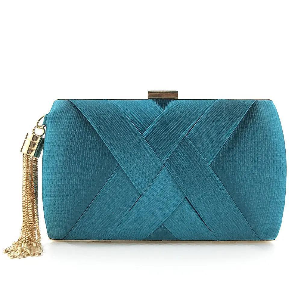 MAC032 Sac de soirée en soie pour femme avec pompon pendentif élégant
