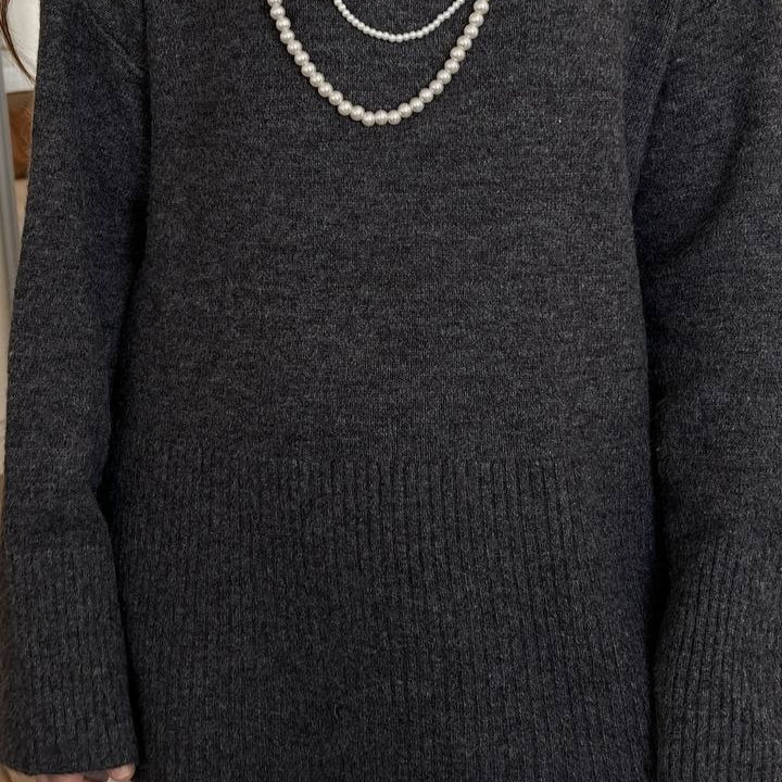 Pull à col roulé oversize avec fentes latérales (MS251)