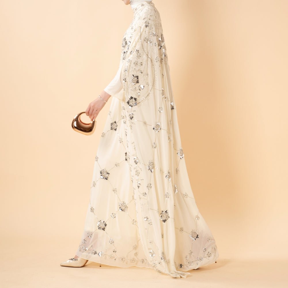 Abaya Batwing Brodée de Paillettes (MA454)