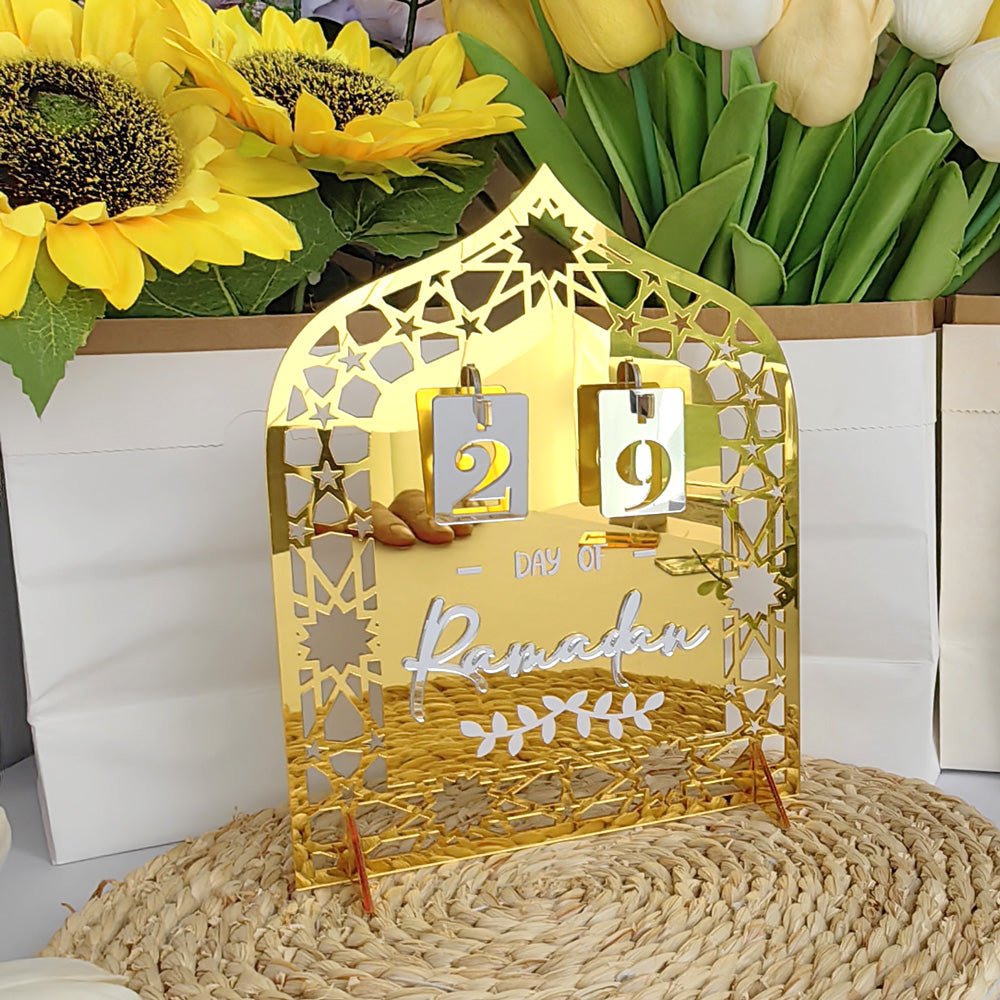 Décoration de Table Acrylique Compte à Rebours du Ramadan - Ornement Artisanal Festif pour la Maison (MAC403)