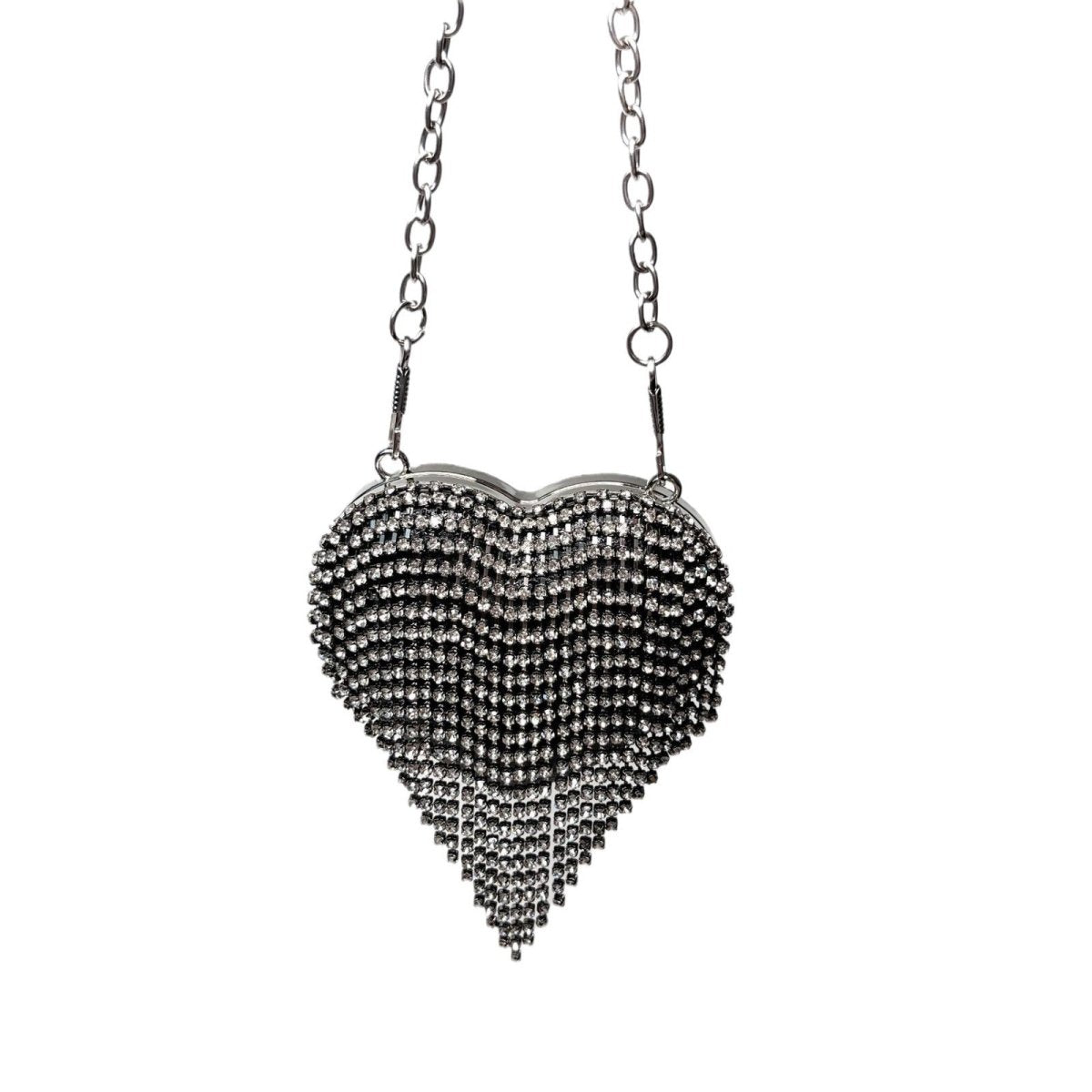Sac bandoulière étincelant en forme de cœur – Mini sac à main orné de strass pour un glam au quotidien (MAC279)