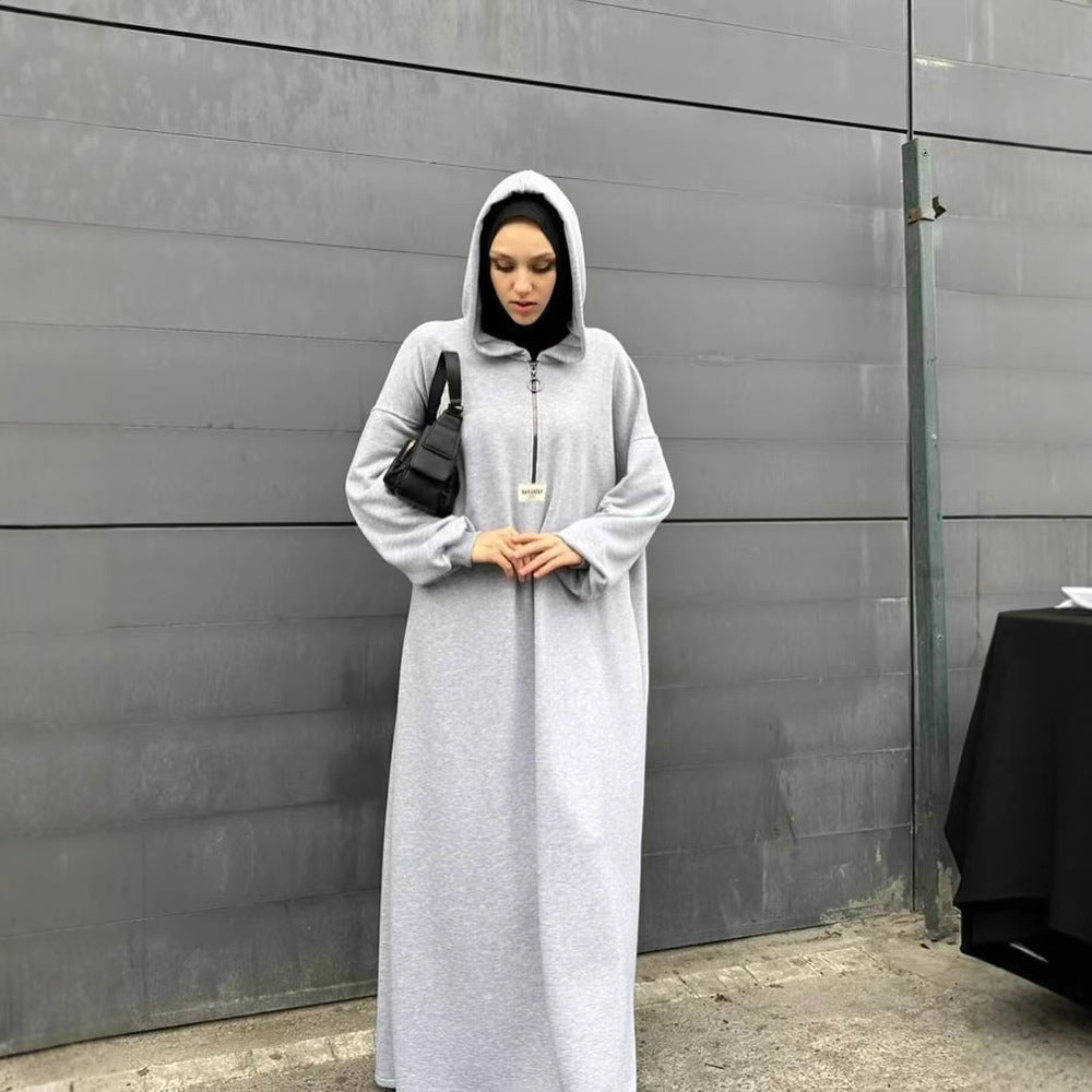 Robe Modeste à Capuche | Abaya Décontractée à Manches Longues pour Femmes Musulmanes (MA257)