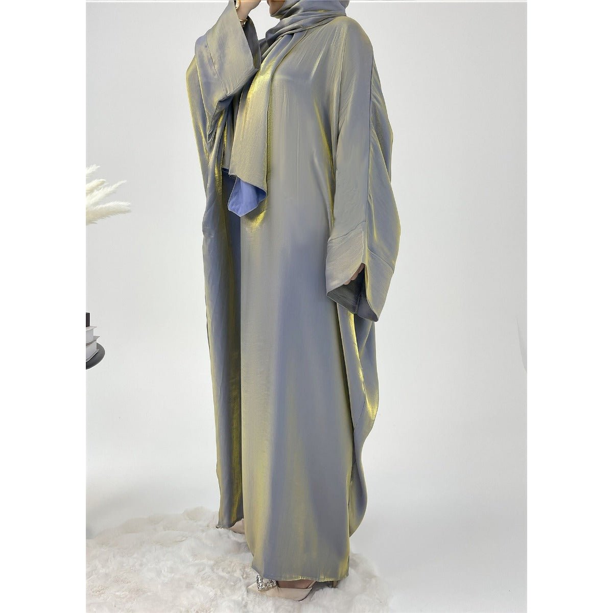 Robe Abaya de Luxe à Manches Bouffantes | Tenue de Soirée Élégante Musulmane, Robe Modeste Brillante (MA245)