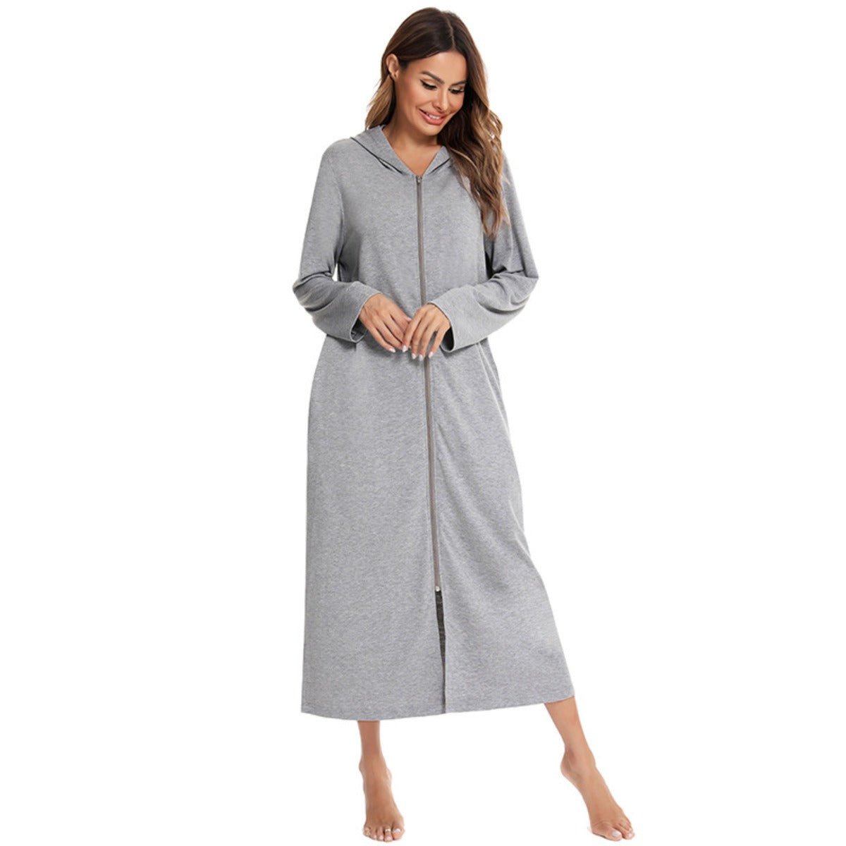 Cardigan long zippé et douillet avec poches | Confort Loungewear (MS110)