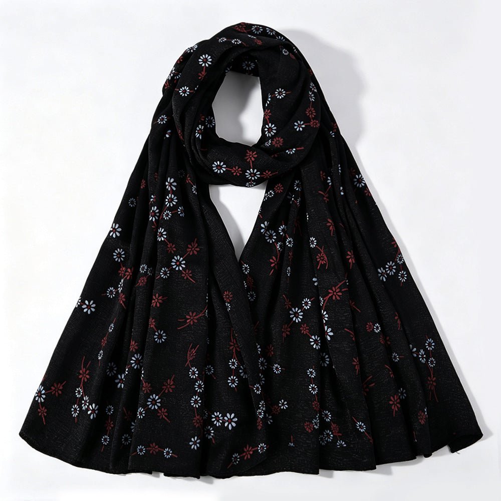 Foulard Hijab Imprimé Fleurs de Marguerite Scintillant (MH245)