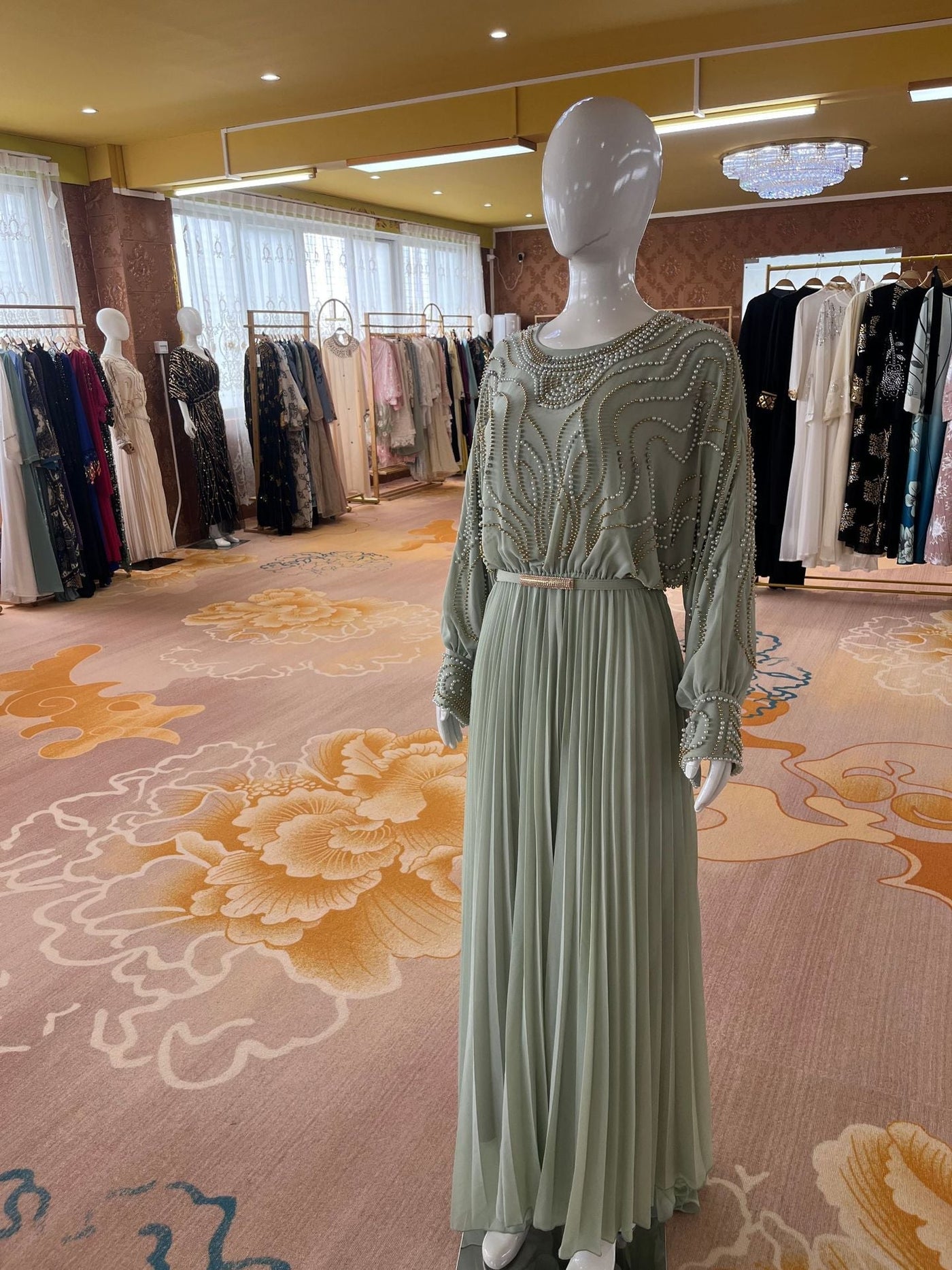 Robe Maxi Batwing Perlée et Cristal (MS529)