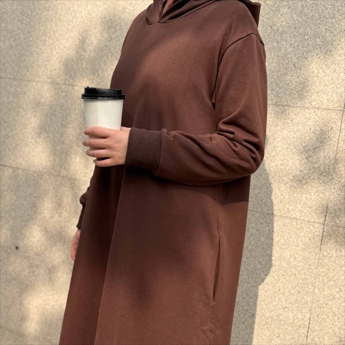 Abaya sweat à capuche en French Terry avec poches (MA340)