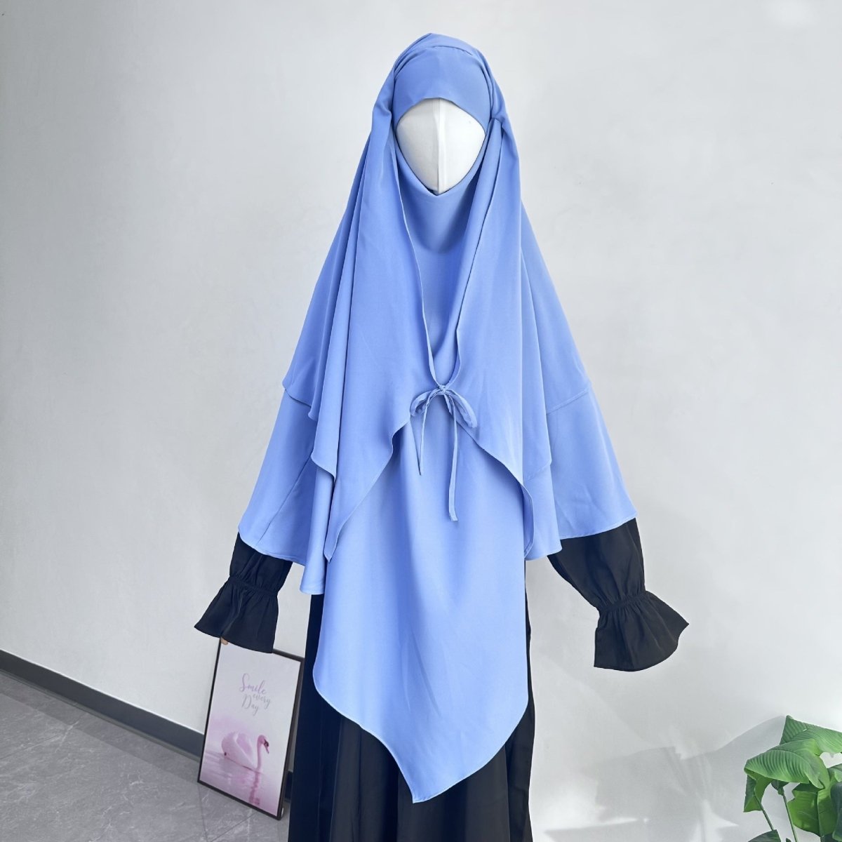 Khimar à double couche avec nœud devant (MK033)