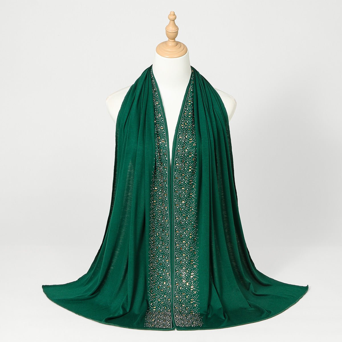 Foulard Hijab Orné de Strass Baguette Cristal et Or (MH254)