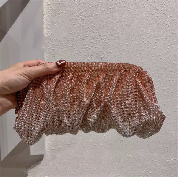 Sac de Soirée Clouté Plissé "Full of Diamond" à Bandoulière avec Fermoir, Sac Femme (MAC257)