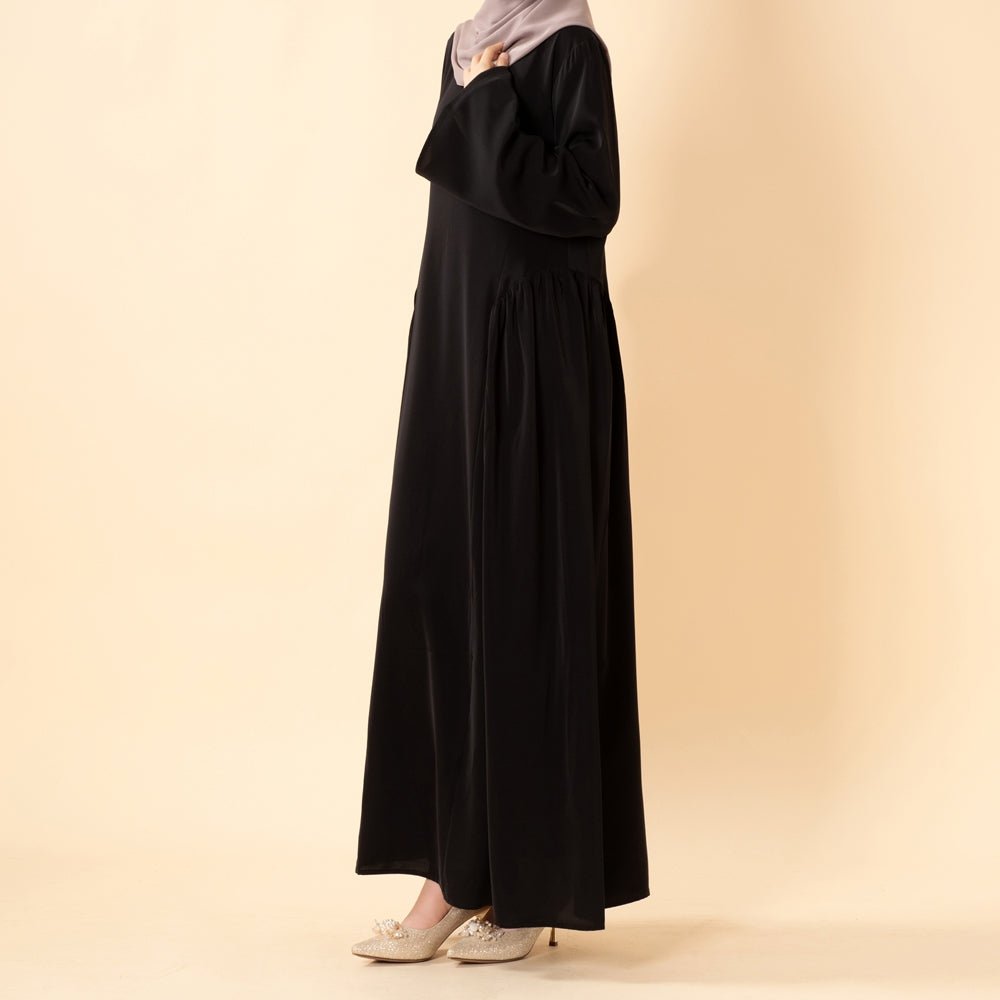 Robe Nida Évasée Maxi avec Jupe Patineuse Plissée & Manches Cloche Larges (MS435)