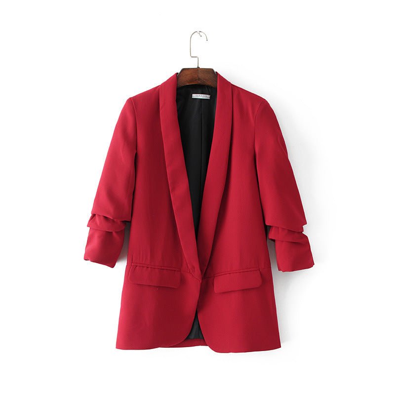 Blazer à manches froncées | Veste longue à manches trois-quarts (MS241)