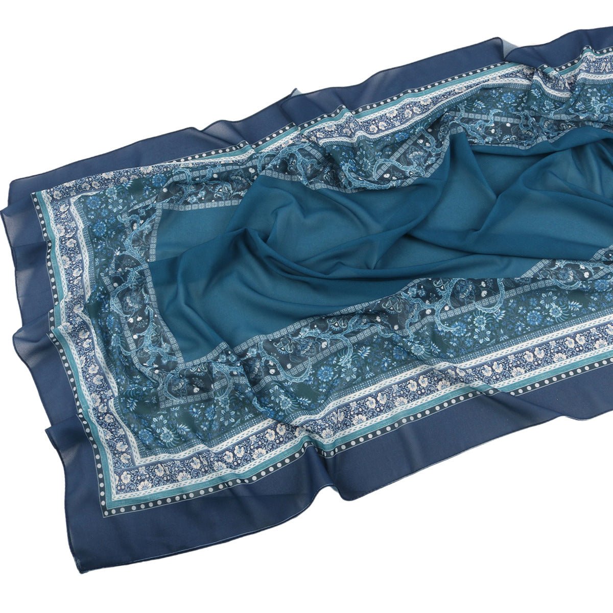 Écharpe Hijab en Mousseline Imprimée Élégante, Style Bohème, Respirante, Protection Solaire (MH136)