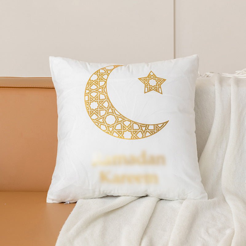 Housse de coussin en peluche courte avec impression à chaud "Eid Moon" (MR076)