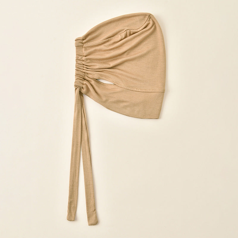 Sous-bonnet en coton mercerisé à nouer avec ouvertures pour les oreilles (MH204)