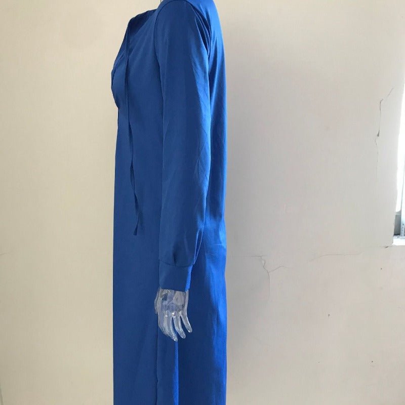Robe Maxi Élégante à Col en V avec Cordon de Serrage | Tenue Modeste Contemporaine (MS121)