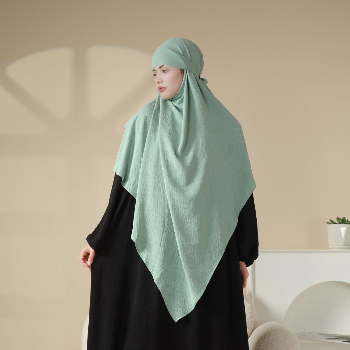 MK011 Superbe Khimar en Crêpe Deux Couches