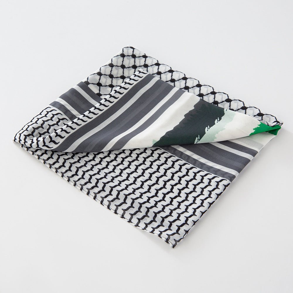 MH074 Hijab en mousseline imprimé Keffieh