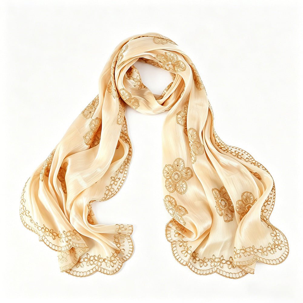 Écharpe Hijab Scintillante Brodée Fleurs (MH243)