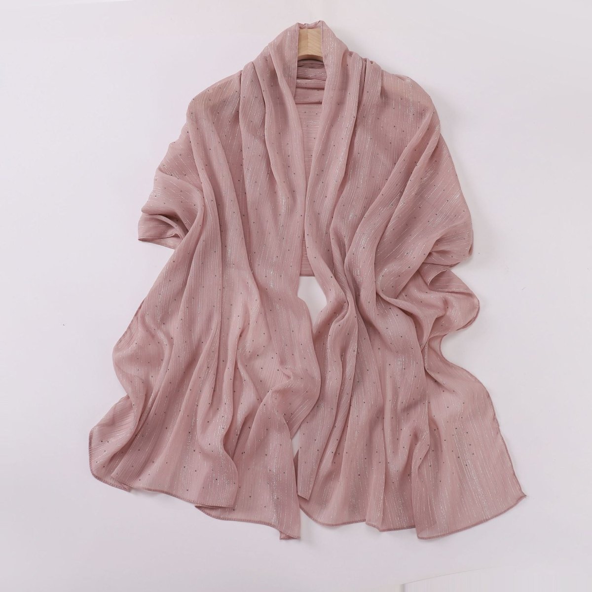 Hijab Drapé Crinkle Argenté "Modest Elegance" avec Strass (MH155)