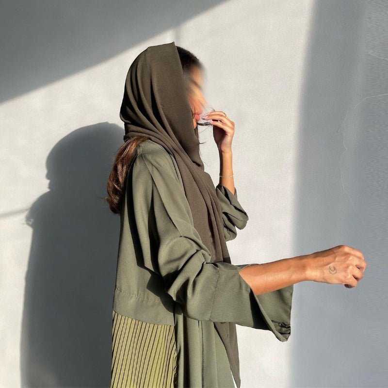 Robe Abaya Plissée Élégante à Dégradé | Robe Longue en Mousseline Pudique pour Femme Musulmane (MOA223)