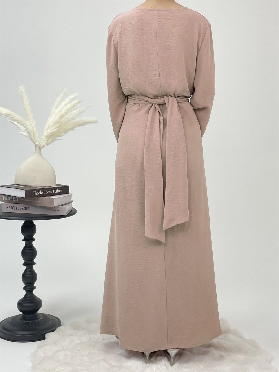 Robe du soir abaya élégante en crêpe glacé à lacets (MA160)