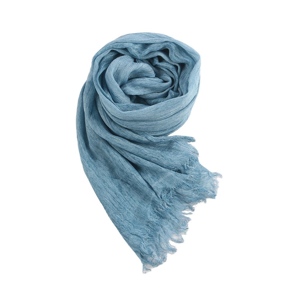 Hijab en Rayonne Texturée Froissée Coloris Unis Hijab Enveloppant Respirant pour Femme (MH145)