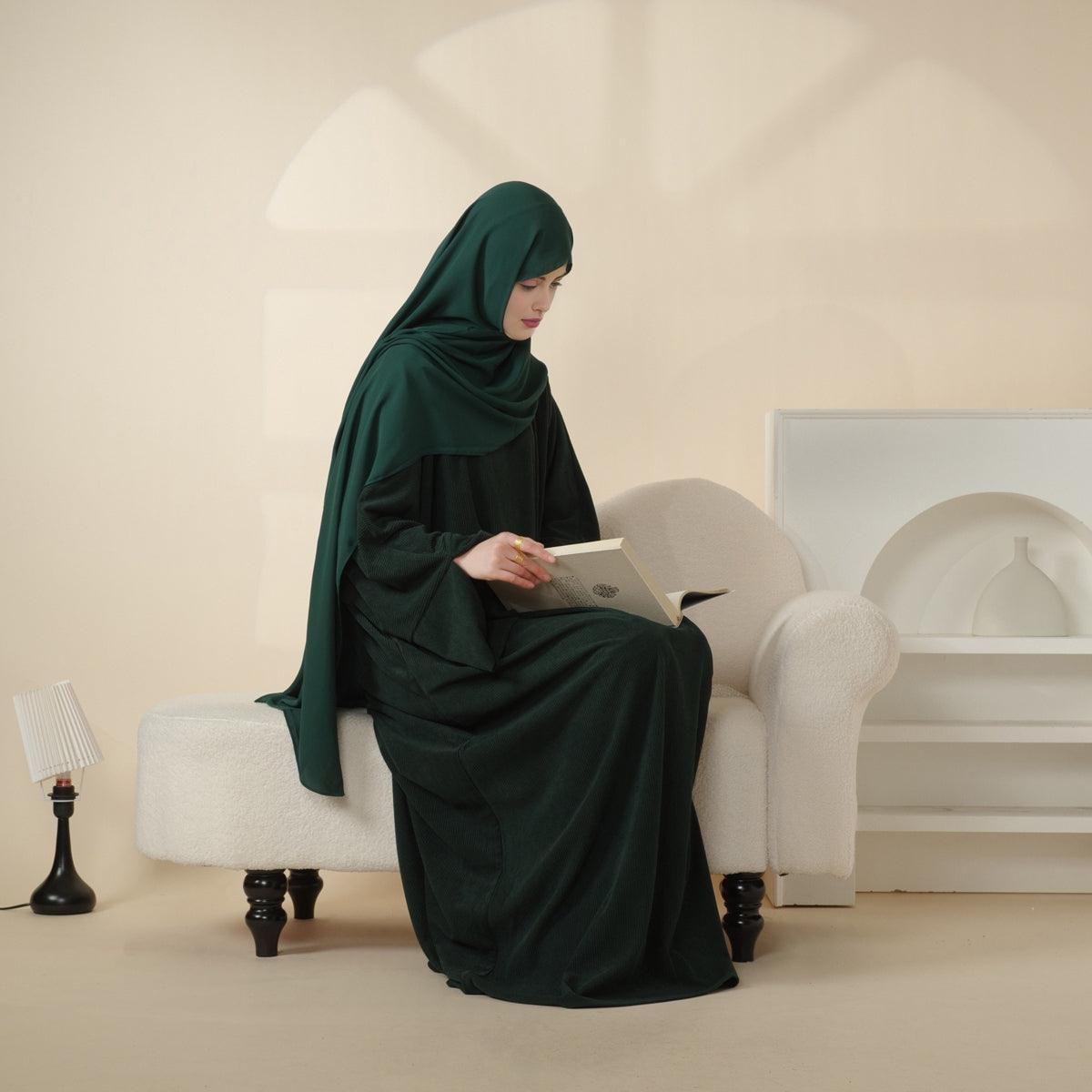 Abaya en velours côtelé à manches larges (MA045)